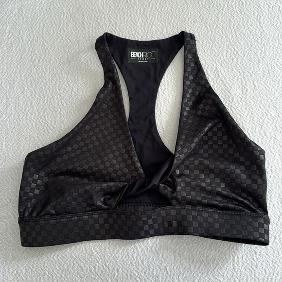 Beach Riot Twist Top in Black Embossed Check, Size Large, $98 - Picture 9 of 12